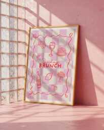 Pink Sunday Brunch Print - Trendy Foodie Wall Art - thumbnail 1