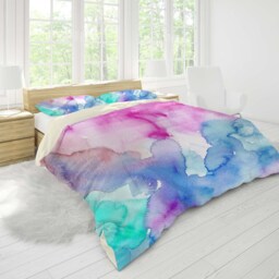 Watercolor Abstract Duvet Cover Set, Art Bedding, Microfiber Quilt - thumbnail 2