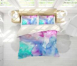 Watercolor Abstract Duvet Cover Set, Art Bedding, Microfiber Quilt - thumbnail 1