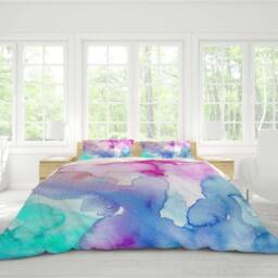 Watercolor Abstract Duvet Cover Set, Art Bedding, Microfiber Quilt - thumbnail 3