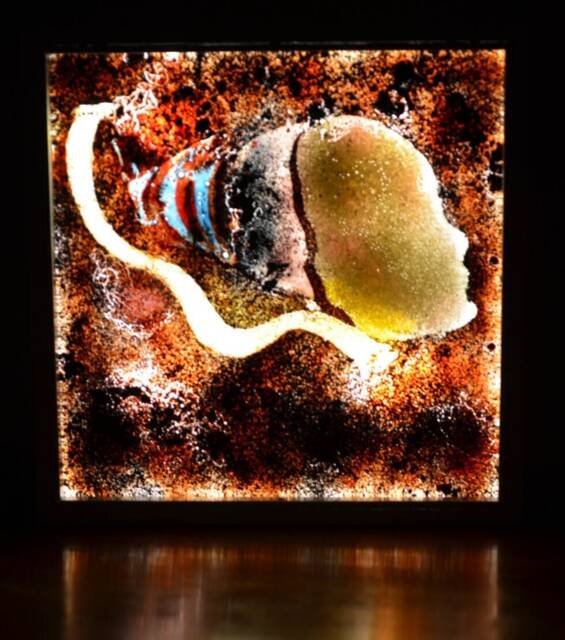 Constellation Fused Glass Desk Lamp Handmade Art Light Box - image 1