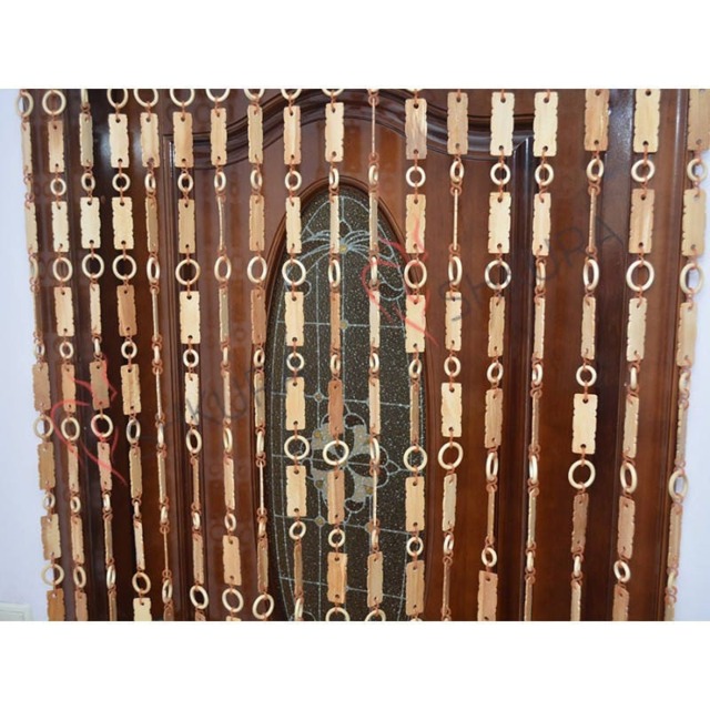Handmade Beaded Wood Curtain Eco-Friendly Doorway Decor - image 1