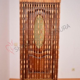 Handmade Beaded Wood Curtain Eco-Friendly Doorway Decor - thumbnail 2