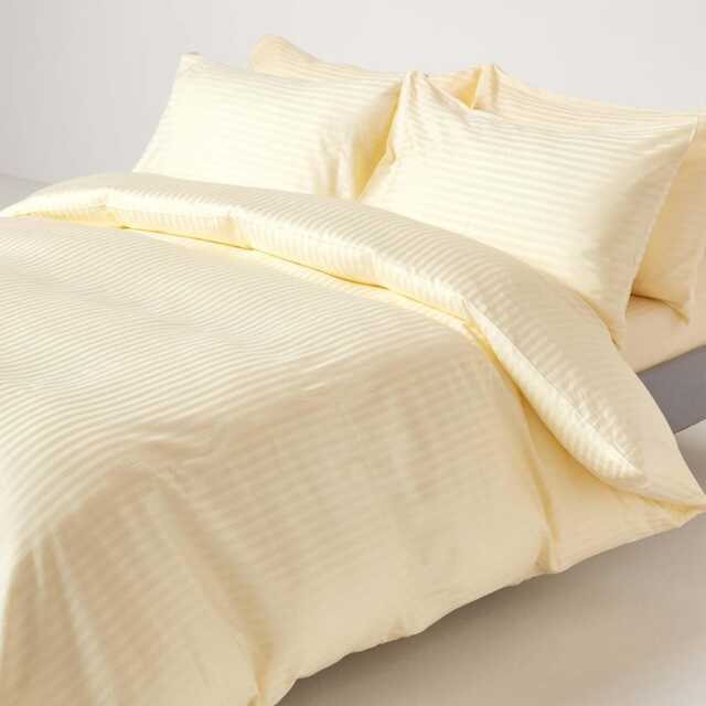 Luxury Egyptian Cotton Duvet Cover Set 330 Thread Count Satin Stripe, Hypoallergenic - image 1