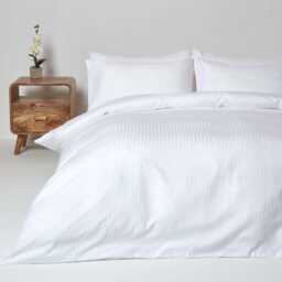 Luxury Egyptian Cotton Duvet Cover Set 330 Thread Count Satin Stripe, Hypoallergenic - thumbnail 4
