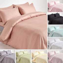 Luxury Egyptian Cotton Duvet Cover Set 330 Thread Count Satin Stripe, Hypoallergenic - thumbnail 3