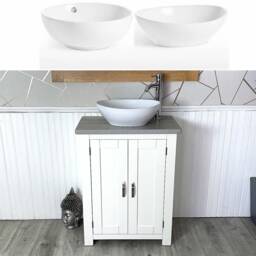 Painted White Bathroom Vanity Unit - Light Grey Quartz Top Marble Basin Choice 310Plgqsbc