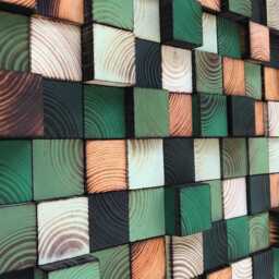 Handmade Green Wood Wall Art - Reclaimed Pine Sound Diffuser - thumbnail 3