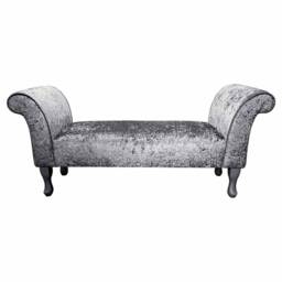 Handmade Grey Crushed Velvet Settle - British Custom Bench Seat - thumbnail 2