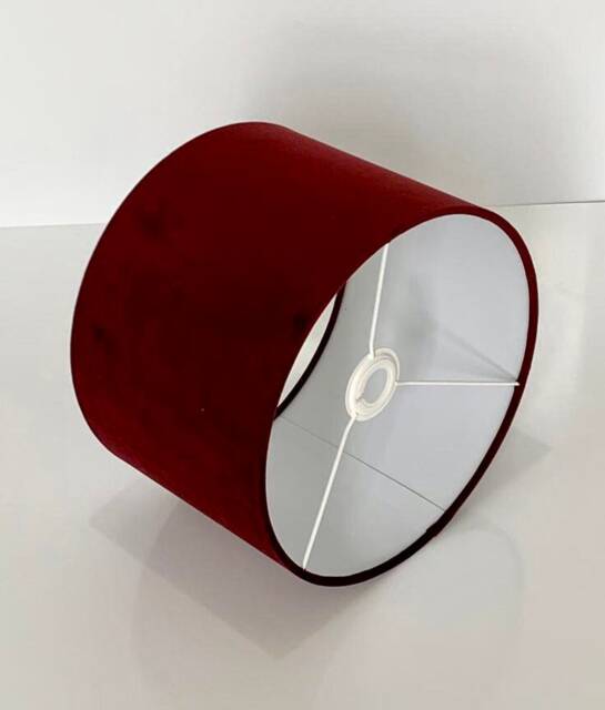New High Quality Upholstery Velvet Fabric Lamp Shade Pendant Light Drum Shape Burgundy Red - image 1