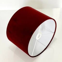 New High Quality Upholstery Velvet Fabric Lamp Shade Pendant Light Drum Shape Burgundy Red - thumbnail 4