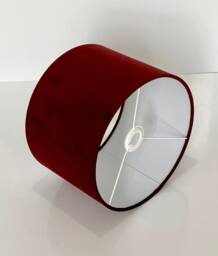 New High Quality Upholstery Velvet Fabric Lamp Shade Pendant Light Drum Shape Burgundy Red - thumbnail 1