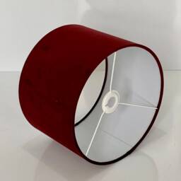 New High Quality Upholstery Velvet Fabric Lamp Shade Pendant Light Drum Shape Burgundy Red - thumbnail 3