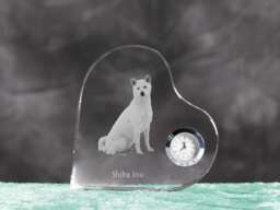 Shiba Inu - Crystal Clock in The Shape Of A Heart With Image Pure-Bred Dog - thumbnail 1