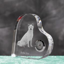 Shiba Inu - Crystal Clock in The Shape Of A Heart With Image Pure-Bred Dog - thumbnail 2