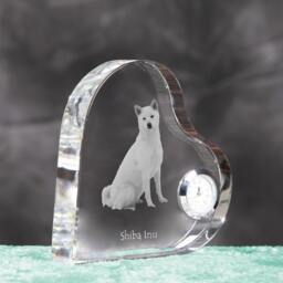 Shiba Inu - Crystal Clock in The Shape Of A Heart With Image Pure-Bred Dog - thumbnail 3
