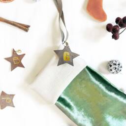 Velvet Christmas Stocking With Initial, Personalized Epiphany Stocking, Letter - thumbnail 2