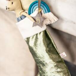 Velvet Christmas Stocking With Initial, Personalized Epiphany Stocking, Letter - thumbnail 3