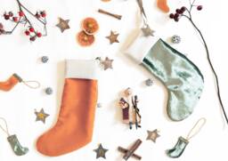 Velvet Christmas Stocking With Initial, Personalized Epiphany Stocking, Letter