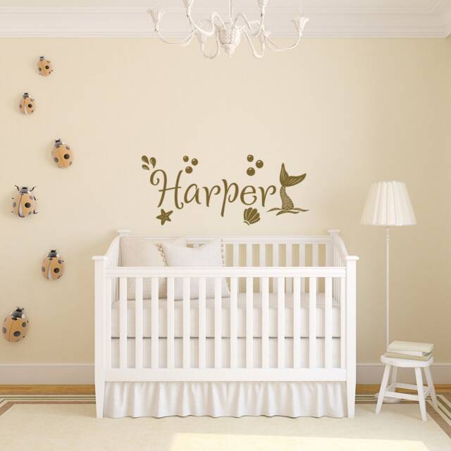 Mermaid Name Wall Decal Custom Nursery Decor, Baby Girl Gift Ww203 - image 1