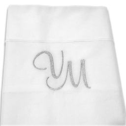Silver Personalized Monogram Double Flat Bed Sheets - thumbnail 2