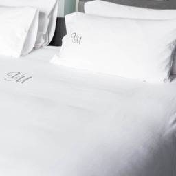 Silver Personalized Monogram Double Flat Bed Sheets