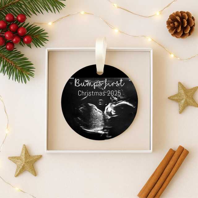 Personalised Baby Scan Christmas Ornament - Custom Ultrasound Bauble Pregnancy Reveal Gift 1st Xmas Keepsake Any Name 2025 First - image 1