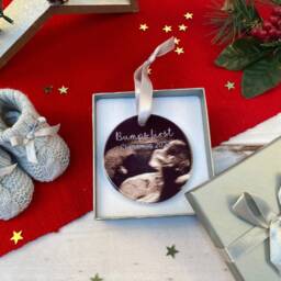 Personalised Baby Scan Christmas Ornament - Custom Ultrasound Bauble Pregnancy Reveal Gift 1st Xmas Keepsake Any Name 2025 First - thumbnail 2