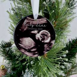 Personalised Baby Scan Christmas Ornament - Custom Ultrasound Bauble Pregnancy Reveal Gift 1st Xmas Keepsake Any Name 2025 First - thumbnail 3