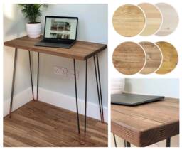 Bokor Ii // Scandinavian Industrial Desk With Copper Tipped Hairpin Legs