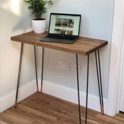 Bokor Ii // Scandinavian Industrial Desk With Copper Tipped Hairpin Legs - thumbnail 2