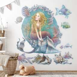 Mermaid Tales Wall Stickers For Kids Room, Pastel Baby Room Decor, Fantastic Decal Children's Self Adhesive - thumbnail 2