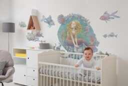 Mermaid Tales Wall Stickers For Kids Room, Pastel Baby Room Decor, Fantastic Decal Children's Self Adhesive - thumbnail 1
