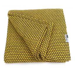 Yellow Textured Recycled Cotton Throw Blanket - Durable Sofa Slip Cover Boho Bedspread Portuguese Fabric Sustainable Modern Home Decor - thumbnail 3
