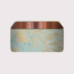 Duck Egg Blue Gold Foil Marbled Velvet Brushed Copper Rounded Rectangle Lampshade