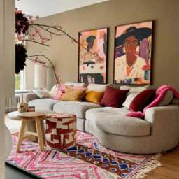 Authentic Pink & Blue Moroccan Rug, Geometric Shag Custom Made Berber Carpet, Vibrant Boho Area Wool Azilal Style - thumbnail 3