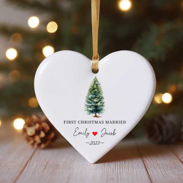 Frist Christmas Married Ornament - Personalized First Keepsake Engaged Gift 2024, Gift, Best For Her - image 1