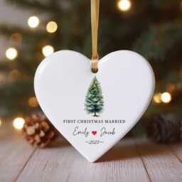 Frist Christmas Married Ornament - Personalized First Keepsake Engaged Gift 2024, Gift, Best For Her - thumbnail 1