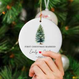 Frist Christmas Married Ornament - Personalized First Keepsake Engaged Gift 2024, Gift, Best For Her - thumbnail 3