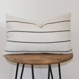 Avery Throw Pillow, White With Black Stripe - thumbnail 2