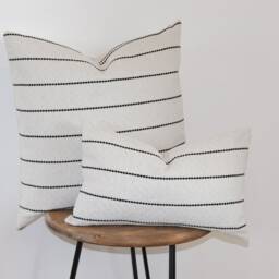 Avery Throw Pillow, White With Black Stripe - thumbnail 3