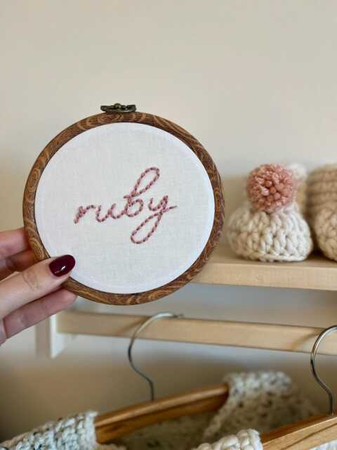 Personalised Baby Name Hoop, Nursery Wall Art, Pregnancy Announcement Prop - image 1