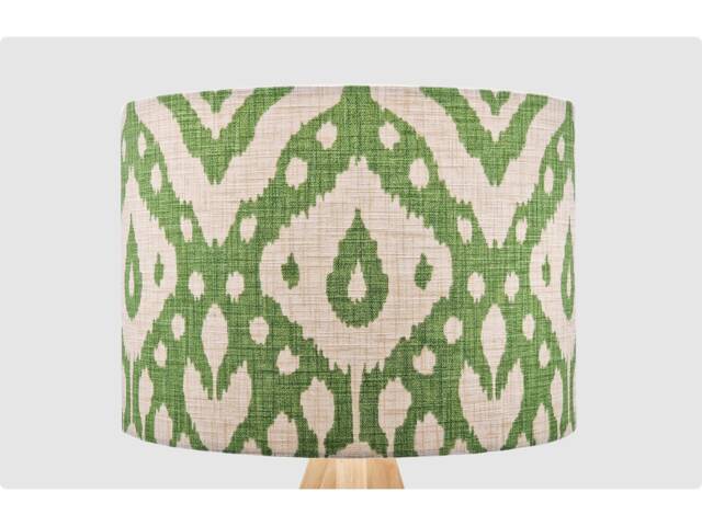 Ikat Modern Green Lampshade, Table Floor Lamp/Ceiling Pendant, Small Medium Large 15cm 20cm 25cm 30cm 35cm 40cm UK Fabric Drum Light Shade - image 1