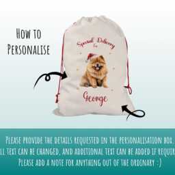 Personalised Chow Large Christmas Sack - Red Drawstring Bag For Xmas Presents Eve Box Decoration Dogs Xs086 - thumbnail 3