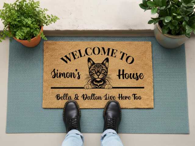 Personalized Cat Doormat Add My Pictures - To You & Your Gift For Lovers Custom Canine Gifts Rug - image 1
