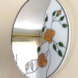 Art Deco Round Mirror - The Peach Climbing Roses - thumbnail 2