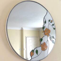 Art Deco Round Mirror - The Peach Climbing Roses - thumbnail 3