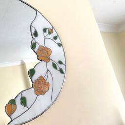 Art Deco Round Mirror - The Peach Climbing Roses - thumbnail 4