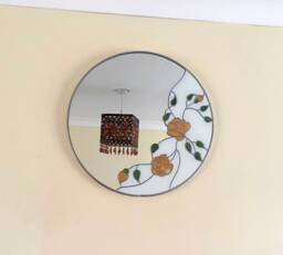 Art Deco Round Mirror - The Peach Climbing Roses