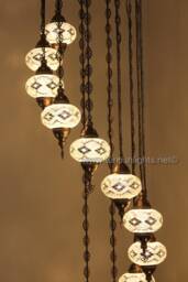 Turkish Mosaic Water Drop Chandelier - 11 Large Globe Ottoman Ceiling Lamp - H11 - thumbnail 1
